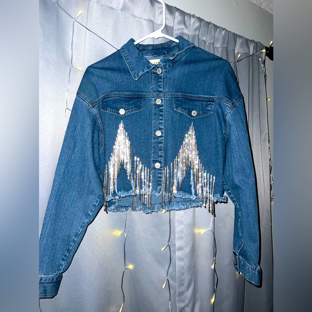 Labijou Jean Jacket w/ Rhinestone Fringe